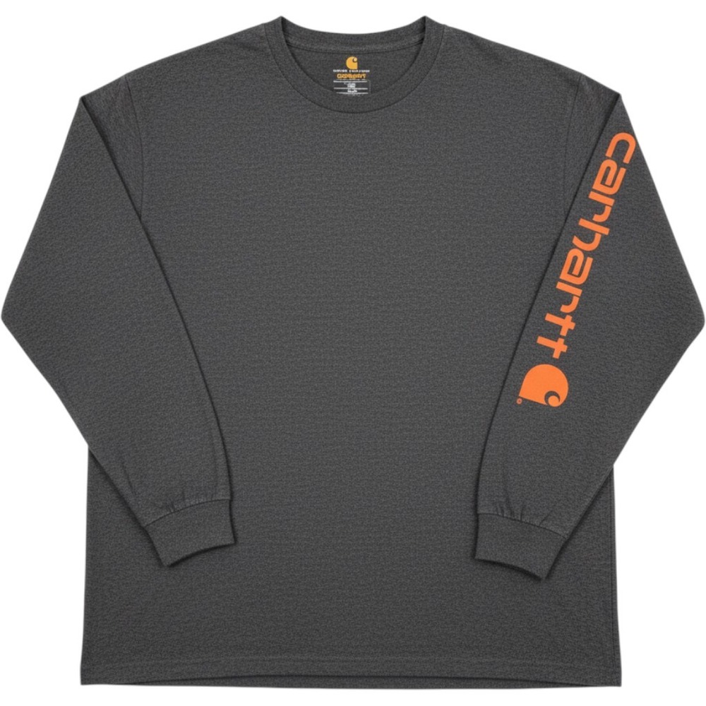 Carhartt Original Fit Shirt Men XL Gray Orange Long Sleeve Logo Workwear Utility